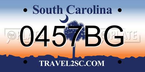 0457BG South Carolina License Plate