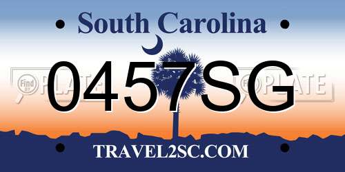 0457SG South Carolina License Plate