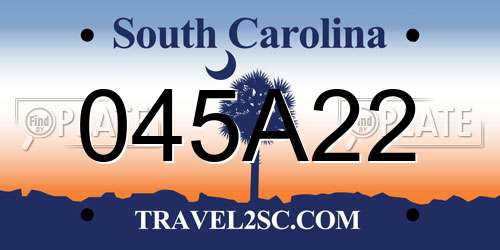 045A22 South Carolina License Plate