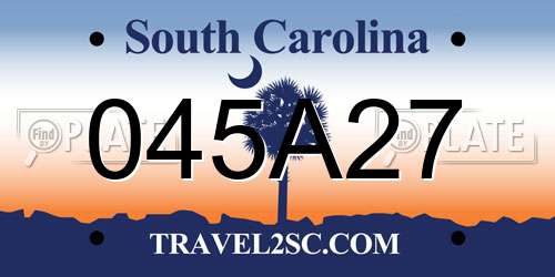 045A27 South Carolina License Plate