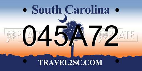045A72 South Carolina License Plate