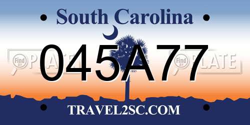 045A77 South Carolina License Plate