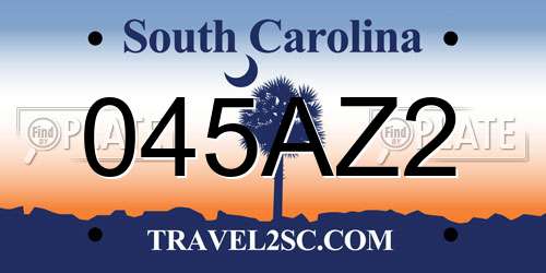 045AZ2 South Carolina License Plate