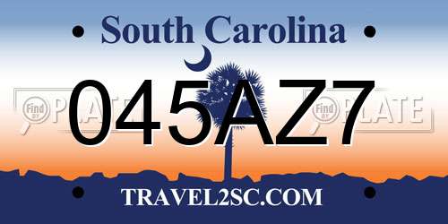045AZ7 South Carolina License Plate