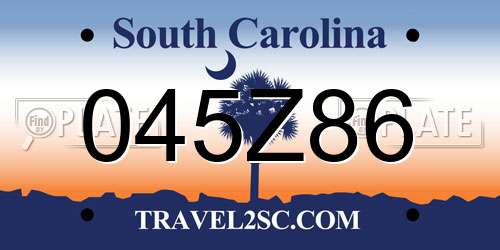 045Z86 South Carolina License Plate