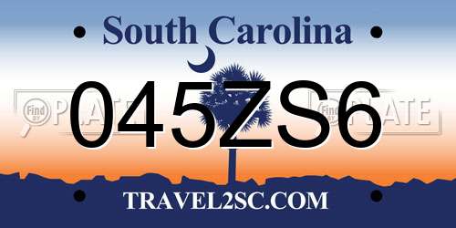 045ZS6 South Carolina License Plate