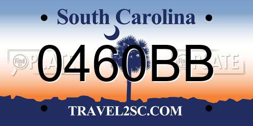 0460BB South Carolina License Plate