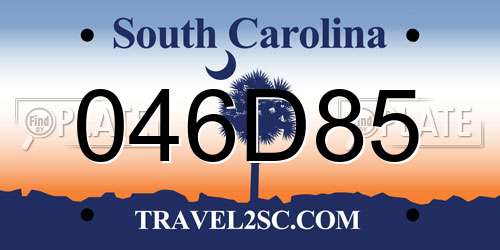 046D85 South Carolina License Plate