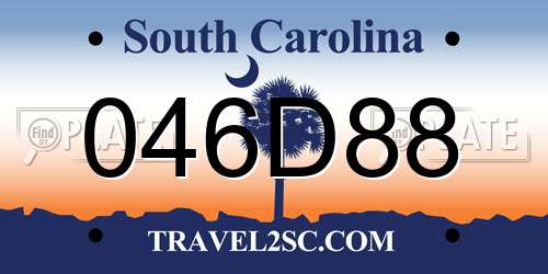 046D88 South Carolina License Plate
