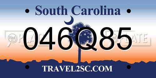 046Q85 South Carolina License Plate
