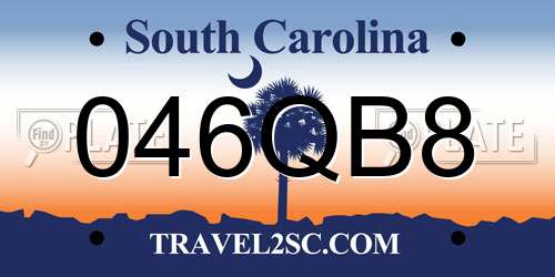 046QB8 South Carolina License Plate