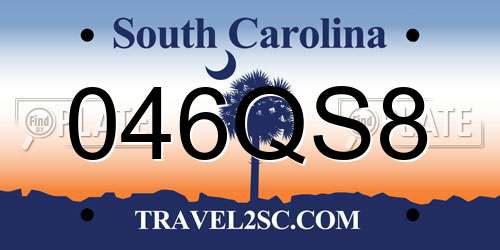 046QS8 South Carolina License Plate
