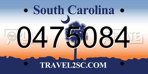 0475084 South Carolina License Plate