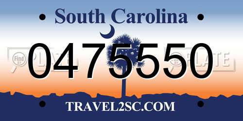0475550 South Carolina License Plate