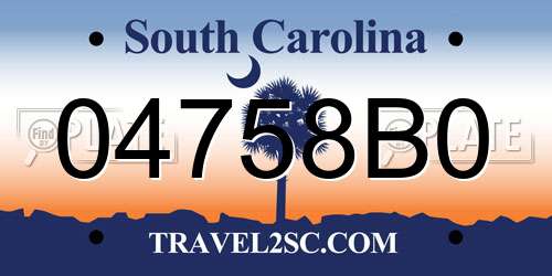 04758B0 South Carolina License Plate