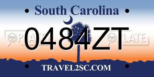 0484ZT South Carolina License Plate