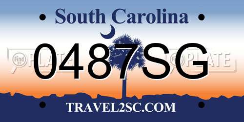 0487SG South Carolina License Plate