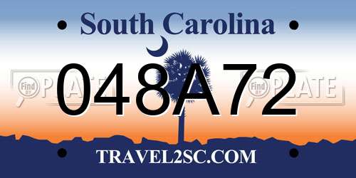 048A72 South Carolina License Plate