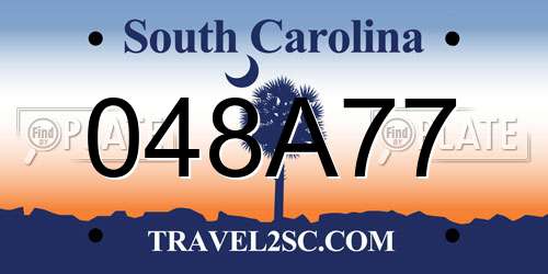 048A77 South Carolina License Plate