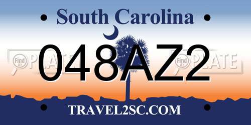 048AZ2 South Carolina License Plate