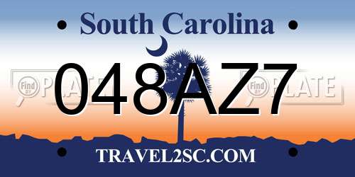 048AZ7 South Carolina License Plate