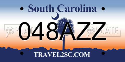 048AZZ South Carolina License Plate