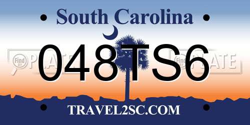 048TS6 South Carolina License Plate