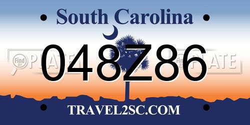 048Z86 South Carolina License Plate