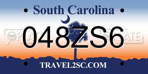 048ZS6 South Carolina License Plate
