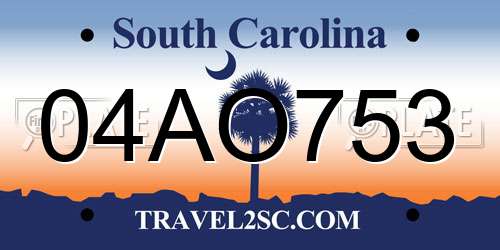 04AO753 South Carolina License Plate
