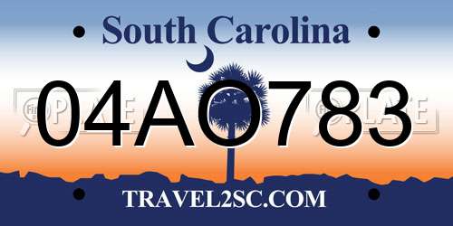 04AO783 South Carolina License Plate