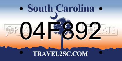 04F892 South Carolina License Plate