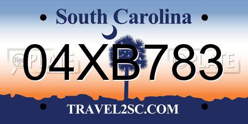 04XB783 South Carolina License Plate