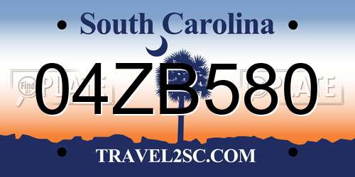 04ZB580 South Carolina License Plate