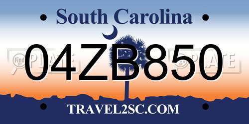 04ZB850 South Carolina License Plate