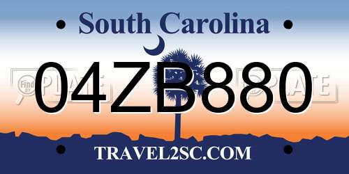 04ZB880 South Carolina License Plate