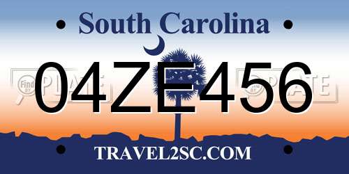 04ZE456 South Carolina License Plate