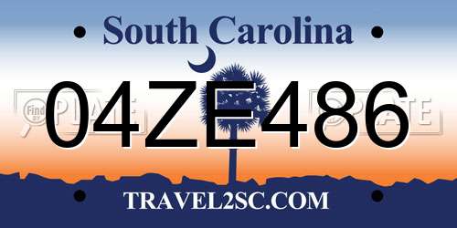 04ZE486 South Carolina License Plate
