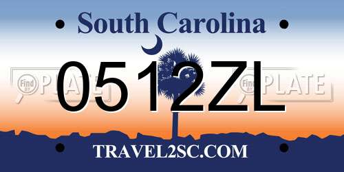 0512ZL South Carolina License Plate
