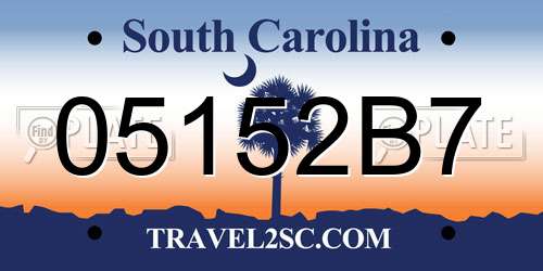 05152B7 South Carolina License Plate