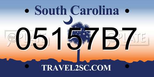 05157B7 South Carolina License Plate