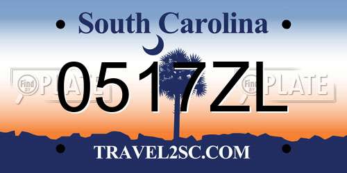 0517ZL South Carolina License Plate