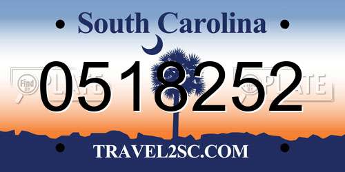 0518252 South Carolina License Plate