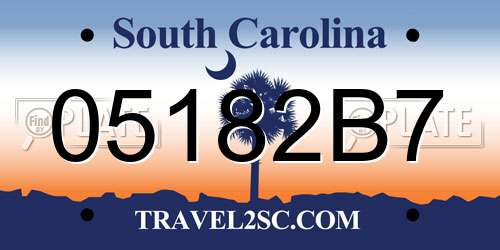 05182B7 South Carolina License Plate