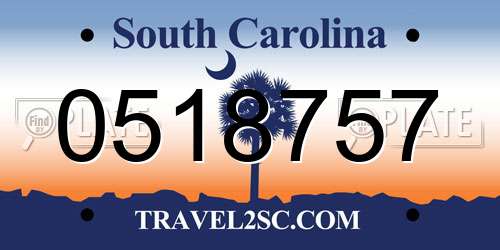 0518757 South Carolina License Plate