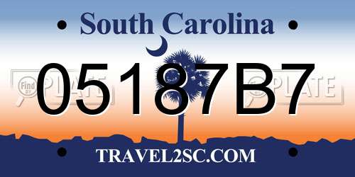 05187B7 South Carolina License Plate