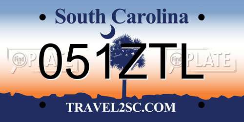 051ZTL South Carolina License Plate