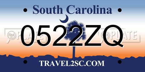0522ZQ South Carolina License Plate