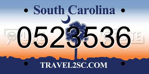 0523536 South Carolina License Plate
