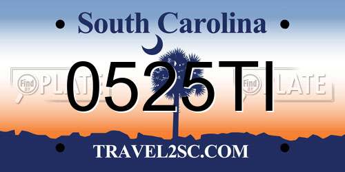 0525TI South Carolina License Plate